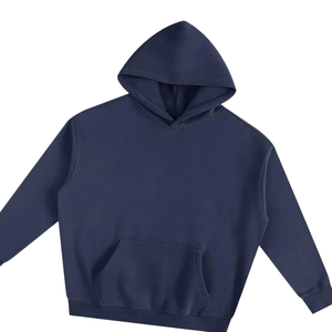 Sudadera con Capucha Azul Marino, Sudadera con Capucha Lisa de Felpa de Algodón Premium, Sudadera Informal Unisex para Invierno, Sudadera con Capucha de Moda Urbana al por Mayor - Product Image 5