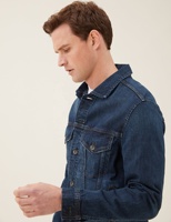 Veste en jean bleu nouveau style pour homme avec badges à motifs de lettres, col montant, vêtements d'extérieur et manteaux d'hiver