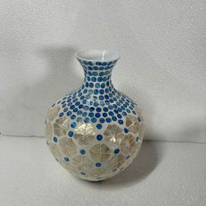 Ensemble de vases en mosaïque de coquillages modernes avec motif à pois bleus pour la décoration de la maison, design géométrique fait main - Product Image 2