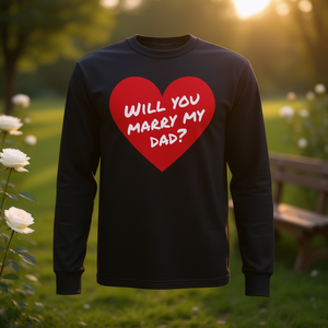 Camiseta Clásica de Manga Larga de Mezcla de Algodón y Poliéster para Pedidas de Mano, ¿Te Casarías Conmigo? para letreros de boda - Product Image 3