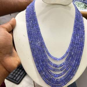 Collar de Cuentas Facetadas de Tanzanita, Hermoso Collar de Cuentas Redondas de Calidad AAA+, Collar de Sanación con 9 Hileras de Cuentas - Product Image 3
