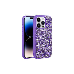 Funda para Teléfono Netzy SAFA Serie Linea Color Morado para iPhone 14 Pro, Diseño de Lujo con Pedrería Brillante, Compatible con 7 Plus, 11 Pro, 14 Plus, 13 Pro, A53 - Product Image 1