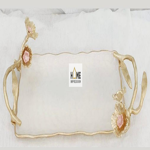 Plateaux de luxe décoratifs faits à la main Plateaux en métal de décoration design pour hôtel et restaurant Fournitures de table - Product Image 4