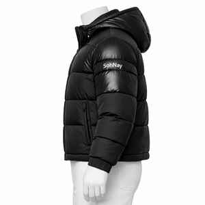 Veste matelassée à capuche pour homme, grande taille, hiver, respirante, écologique, coupe-vent, chaude, isolée, personnalisable en gros - Product Image 4