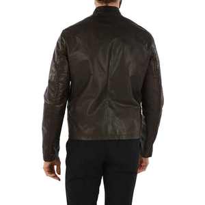 Streetwear à la mode personnalisé peau de mouton noir en cuir veste de moto en cuir véritable support avant écologique imperméable - Product Image 2