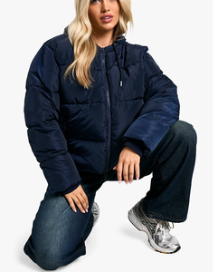 Chaqueta Acolchada de Algodón para Mujer, Talla Americana, Estilo Hip Hop, Cierre de Cremallera, Diseño Urbano, Manga Larga - Product Image 2