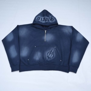 Fabricación de Sudaderas con Capucha de Algodón de Alta Calidad Personalizadas, Estilo Vintage Francés, Transpirables, Casuales, con Cremallera, Ropa Deportiva - Product Image 5