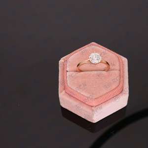 1.50 TCW Sterling Silver Gold Plated Portuguese Cut Moissanite <b>Ring</b> <b>Split</b> Shank Design Anniversary Gift for Women - Product Image 5