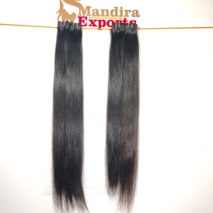 100% máquina virgen alineada con cutícula paquetes de cabello humano de doble trama negro rizado recto largo templo indio extensiones de cabello humano - Product Image 1
