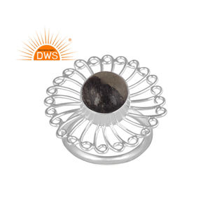 แหวนคู่อาปาเช่สีทองประดับคริสตัลอัญมณีดีไซน์ลายดอกไม้ทำจากเงินสเตอร์ลิงธรรมชาติ - Product Image 1