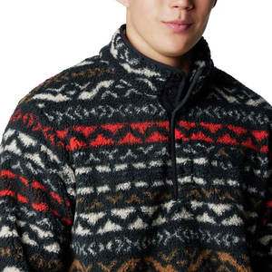 Sweat-shirts en polaire sherpa pour hommes, coupe classique, demi-zip, col montant, hiver, impression numérique unie, look moderne - Product Image 5