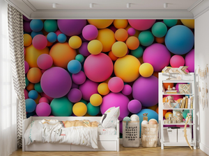Murales coloridos de <span class=keywords><strong>papel</strong></span> tapiz de espuma 3D, fondos de pantalla con patrón geométrico de arco iris adecuados para habitaciones de niños - Product Image 3
