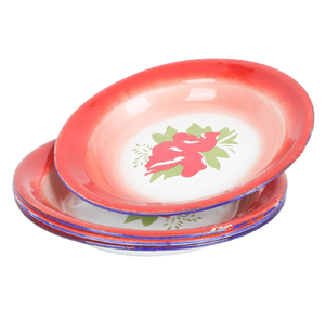 Plato de acero inoxidable, utensilios de cocina decorativos usados, plato para servir frutas impresas con esmalte amarillo, el precio más bajo - Product Image 6