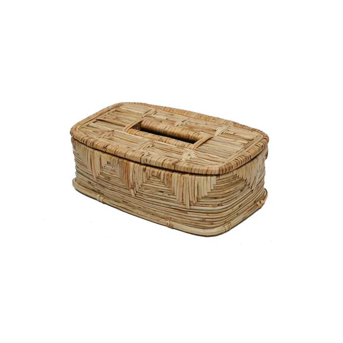 2023 Export Oriented High Sale In Cheap Price Rectangle Simple Cane Rattan Tissue Holder Box Acrylic Tissue Box With Cover Lid