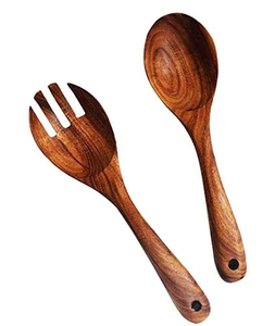 Ensalada de madera de acacia genuina Cuchara para servir arroz Nueva fabricación india Servidor de ensalada de madera Ecológico por Artesanías de media luna - Product Image 2