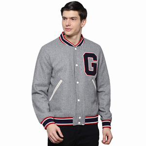 Chaqueta Universitaria Unisex con Cuello Acanalado Distintivo, Manga en Contraste, Espíritu Escolar, Bordado Personalizado, Equipo Escolar - Product Image 1