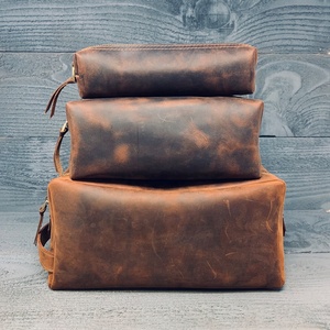 Kits doubles pour hommes sac de rasage étanche nouvelle mode Logo personnalisé poignée en cuir bonne qualité fermeture à glissière TYG-0014 - Product Image 5