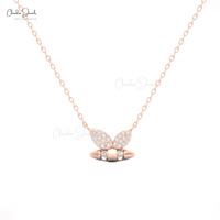 Collier de mariage délicat en forme d'abeille de haute qualité 0,12 ct, chaîne en or jaune massif 14 carats, bijoux sans nickel