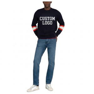 <b>Navy</b> <b>Women's</b> Crew Neck Sweatshirt With Contrast Ribbed Trim And Front Custom Logo - Product Image 5