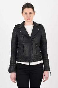 Chaqueta de piel de cordero auténtica para motorista para mujer, chaqueta de invierno de piel de oveja de anilina suave ajustada para motocicleta - Product Image 6