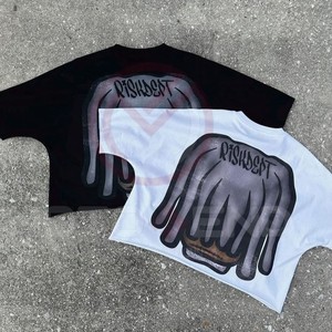 T-shirt oversize vintage à épaules tombantes 100% coton, lavé à l'acide, noir, vêtements légers en vrac, grande taille - Product Image 3