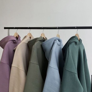 Pas de ficelle unisexe Logo personnalisé grande taille sweats à capuche pour hommes de haute qualité 500 GSM coton épais blanc uni lourd sweats à capuche surdimensionnés - Product Image 2