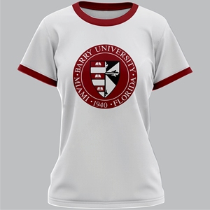 Barry University T-shirts à imprimé floral à la mode pour femmes tous les jours élégant Slim coupe décontractée sans col brodé Logo pour l'été - Product Image 2