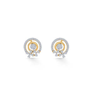 Diva Bow 18K Gold Drop <b>Earrings</b> with <b>Pearl</b> & Zircon for Wedding - Product Image 2
