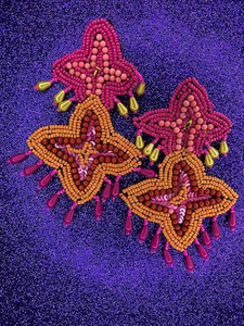 <b>Bird</b> Shaped Beaded Embroidered Earrings Fashion Jewellery <b>Seed</b> Bead Hand Embroidery Earrings - Product Image 2