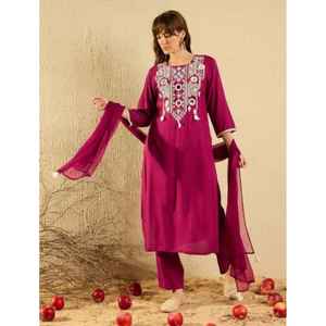 Nuevo Lanzamiento de 3 piezas indio pakistaní Salwar Kameez conjunto pura viscosa Chanderi seda Reversible Casual vestido de novia secuencia - Product Image 1