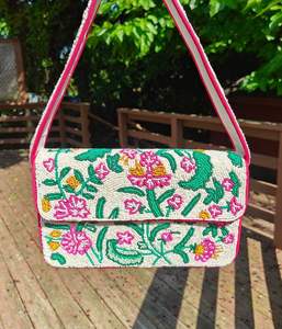 Seed Beads Wallet Purse Ladies Fully Beaded <b>Handbag</b> Seed Football Coin Bag <b>for</b> Women by ARTISAN CRAFT - Product Image 2