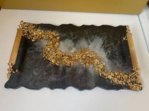 EMBEDDING Plateau de service époxy en résine fait à la main Essentiels de cuisine uniques pour la maison Restaurant Hôtel Service décoratif - Product Image 2