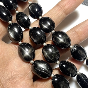 Rare Étoile Noire Diopside Lisse Plaine Ovale Forme Perles Pierres Précieuses Naturelles Perles Fantaisie - Product Image 2