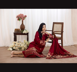 Ssumaira Presente SALINA JACQUARD 3 piezas Cosido-Lujo AIRJET Jacquard Viscosa Kameez Salwar Dupatta - Product Image 3