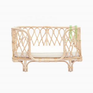 Medium Rattan Pet <b>Bed</b> Handmade Pet <b>Bed</b> with <b>Cushion</b> for Medium Big Dog Natural Dog Basket OEM Package in Vietnam - Product Image 2