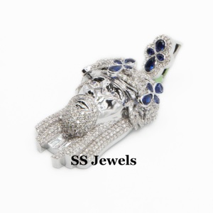 Unisex 925 <b>Sterling</b> <b>Silver</b> Rhodium Plated Jesus <b>Pendant</b> Claw Setting Custom Iced Religious Hip Hop Jewelry Moissanite <b>Necklaces</b> - Product Image 2