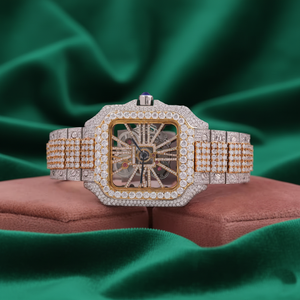 Reloj Analógico de Lujo para Hombre con Diamante Moissanite, Movimiento Mecánico Automático, Correa de Cuero, Resistente al Agua - Product Image 1