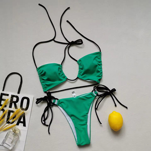 Custom Fitness Sexy traje de baño de las mujeres de 2 piezas Micro Mini Bikini conjunto a juego camiseta traje de baño ropa de playa traje de baño para las mujeres 2024 - Product Image 6