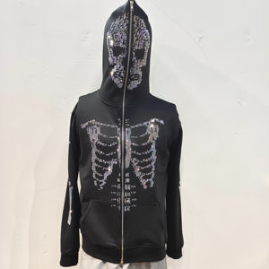 Sudadera con capucha personalizada con cremallera completa de peso pesado para hombre, forro polar de alta calidad con estampado 3D en relieve, logotipo personalizado, traje de Jogger en blanco - Product Image 3