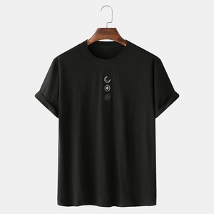 100 % Cotton Microfiber 2026 New Slim Fit Men Plain Lightning <b>Patchwork</b> Home Casual Loose T-<b>Shirt</b> for Men Hip Hop - Product Image 6