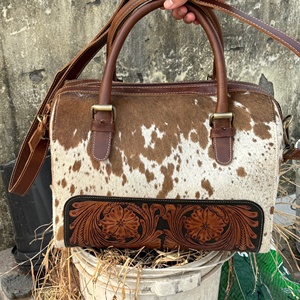 Cowhide คู่นุ่มโบราณทำด้วยมือหรูหราหนังแท้แท้แท้กระเป๋าช้อปปิ้งกระเป๋าถือสตรีดีไซน์สวยสะพายไหล่ - Product Image 1