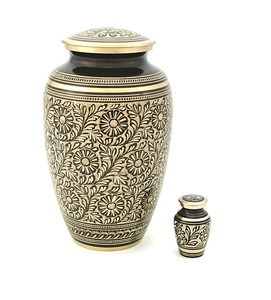 Urne commémorative de cendres humaines adultes en aluminium de qualité supérieure 2025 Design tendance Urne de crémation de luxe de couleur or et noir - Product Image 1