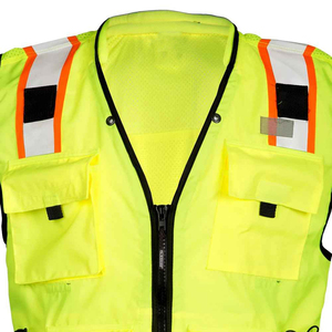 Chaleco de seguridad de verano para hombre, personalizado, 5 dimensiones, alta visibilidad, bolsillos reflectantes, impermeable, Material de lona, chaleco de talla grande - Product Image 4