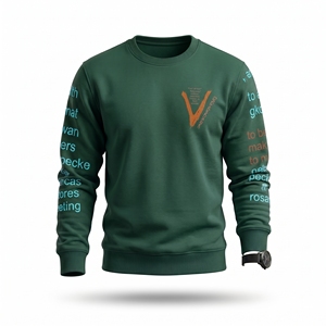 เสื้อสเวตเชิ้ตคอกลมผู้ชาย สีเขียวอมฟ้า ทรงปกติ พิมพ์ลาย สวมใส่สบายๆ สำหรับฤดูใบไม้ร่วง พิมพ์ลายด้วยเทคนิคฮีททรานเฟอร์ ผ้าฝ้าย 100% - Product Image 3