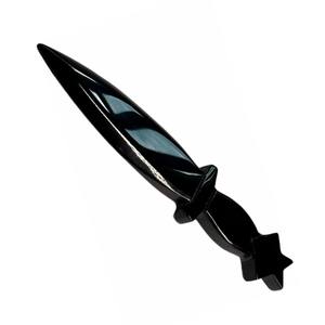Haute qualité cristal noir tourmaline poignard couteau étoile sculpté à la main Festival cristal artisanat pierre pour la décoration de la maison grossiste - Product Image 5