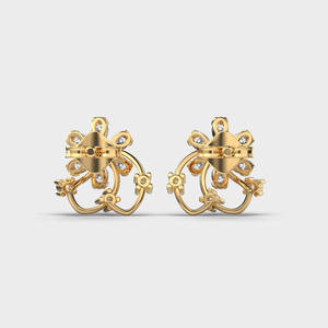 Boucles d'oreilles clous de luxe en or 14K (rose/jaune/blanc) avec diamants taillés en poire et motifs floraux |   Bijoux de créateur certifiés IGI pour cadeau de fête - Product Image 4