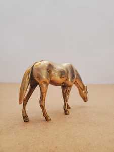 Estatuilla de caballo de pastoreo de latón macizo vintage, escultura de animal de latón, decoración de latón MCM-estatua de caballo de pastoreo de latón Vintage/ - Product Image 5