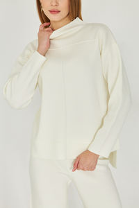 Conjunto de suéter y pantalón de punto de dos piezas para mujer, suéter de manga larga, cintura elástica, conjunto de punto de pierna ancha con estilo - Product Image 4