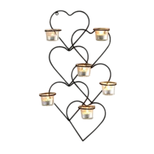 Home Decorations Classic Heart Shape <b>Tealight</b> <b>Candle</b> Holder Highest Quality Iron And Glass Wall Mount Tea Light <b>Candle</b> Holder - Product Image 1