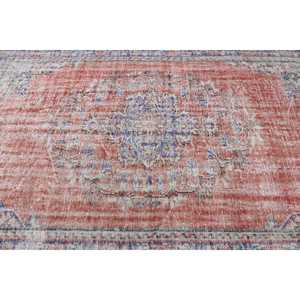 Grand tapis turc de 6x8,9 pieds, tapis rouge uni vintage - Product Image 5